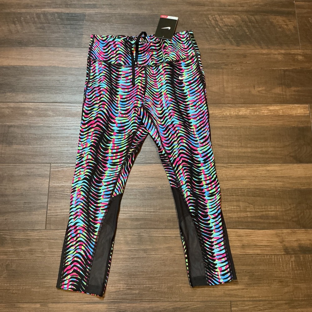 Nike Dri-FIT Running Tights Psychedelic Wave Print Leggings Multi-Color S 719848
